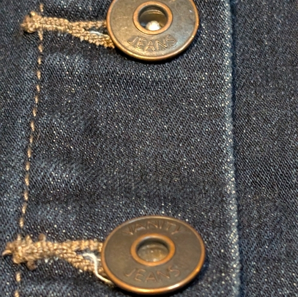 VANITY Button Fly Dark Wash Denim Stretch Mini Skirt - Picture 6 of 10